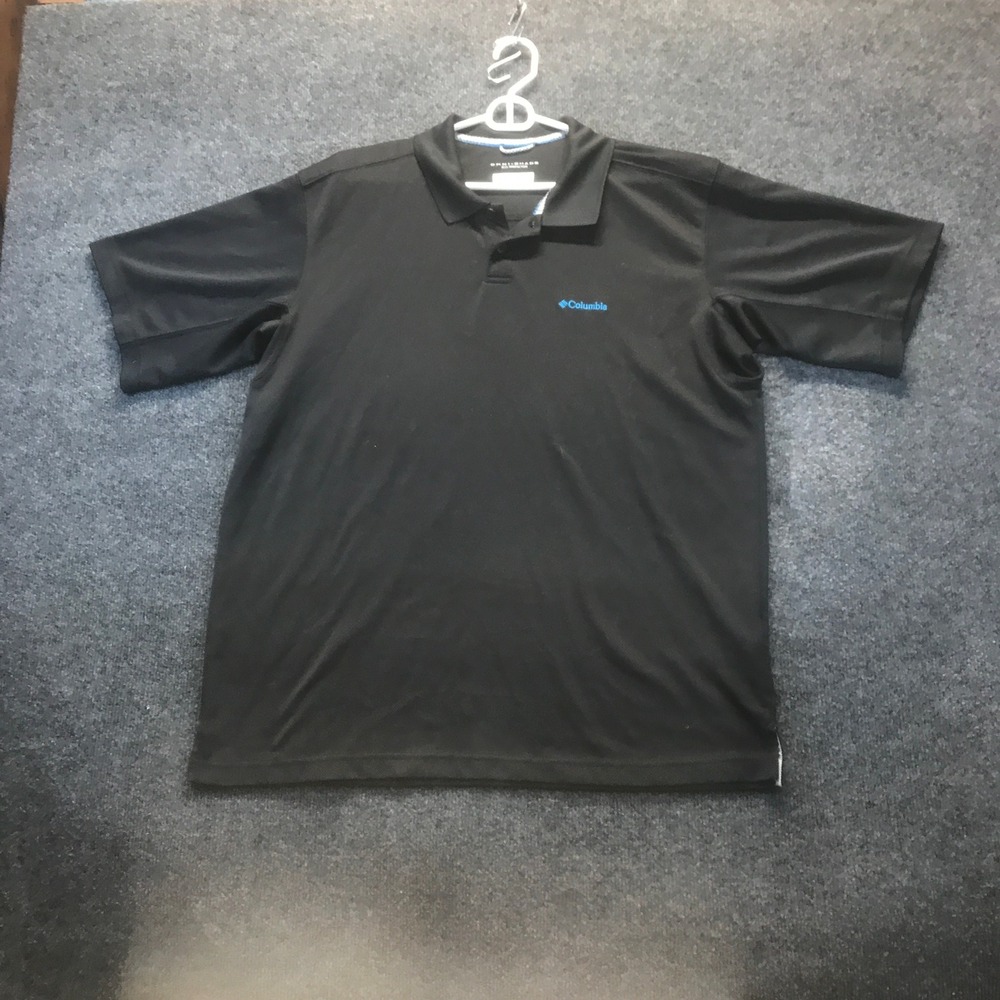 Columbia Polo Shirt Mens L Black Good Omni-Shade Sun Protection Short Sleeve